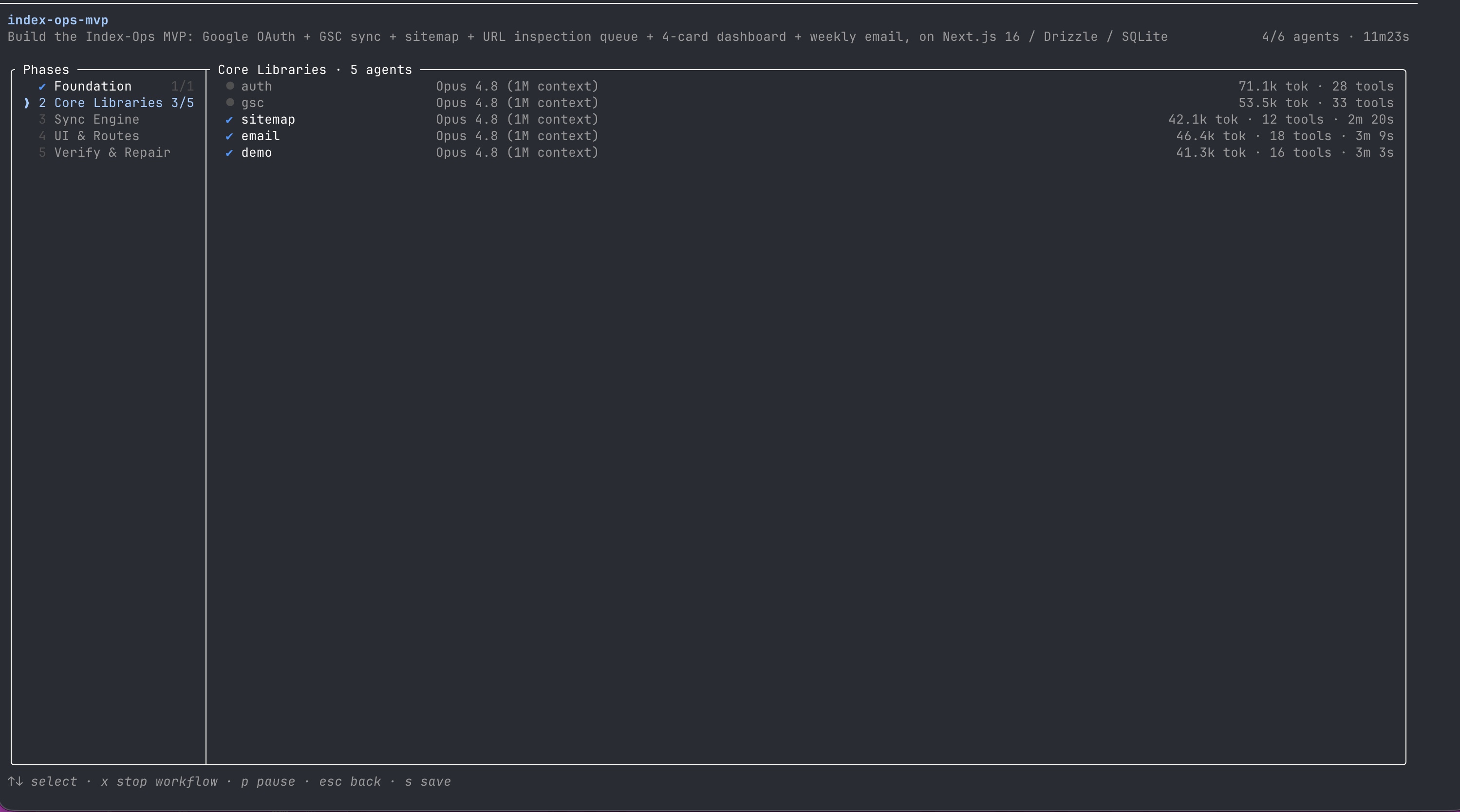 Core Libraries 阶段，5 个子代理并行造各自的模块